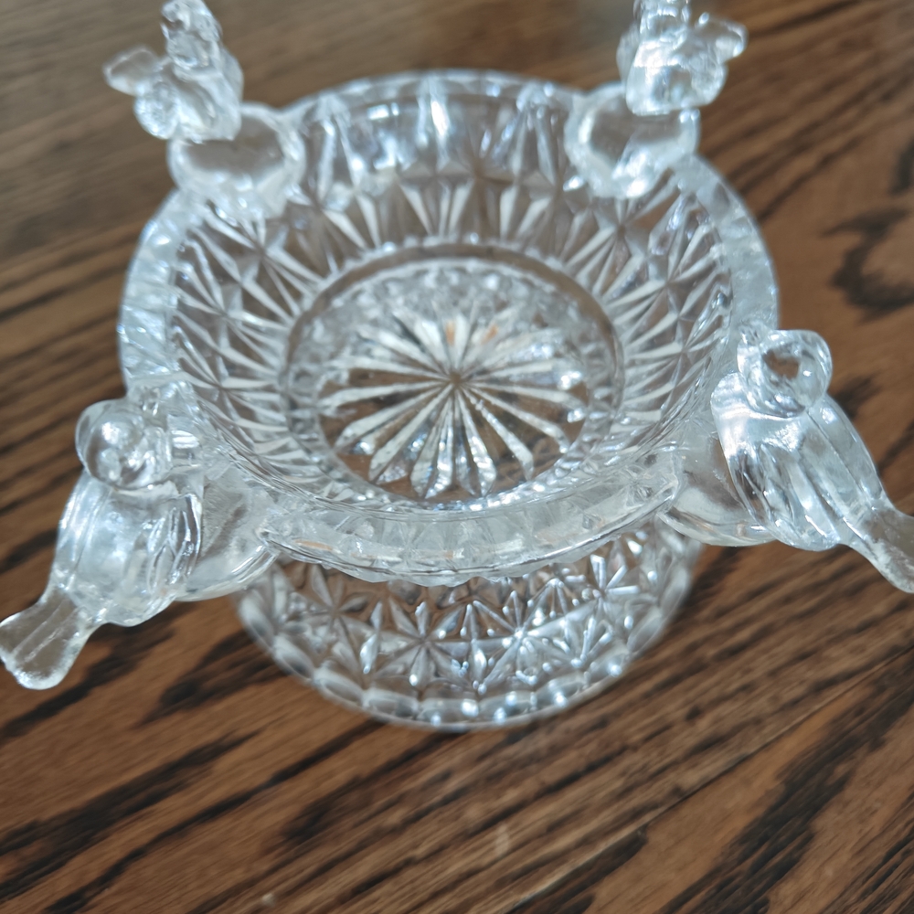 Crystal Glass Bowl with Bird Accents